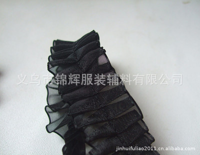 【褶皺花邊、褶皺絲帶、褶皺加工,打皺加工,來料加工】價格,廠家,圖片,織帶類,義烏市錦輝服裝輔料-